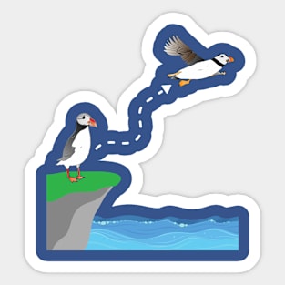 Cute Atlantic puffin on sea cliff puffin lover flying puffin Sticker